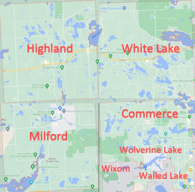 Map showing the Huron Valley Dem club communities